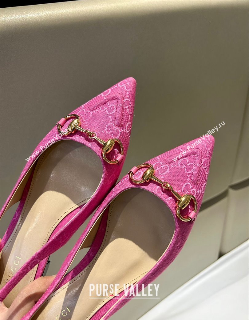 Gucci GG Canvas Slingback Flat with Horsebit Dark Pink 2024 782627 (MD-241119015)