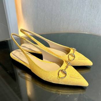 Gucci GG Canvas Slingback Flat with Horsebit Yellow 2024 782627 (MD-241119017)