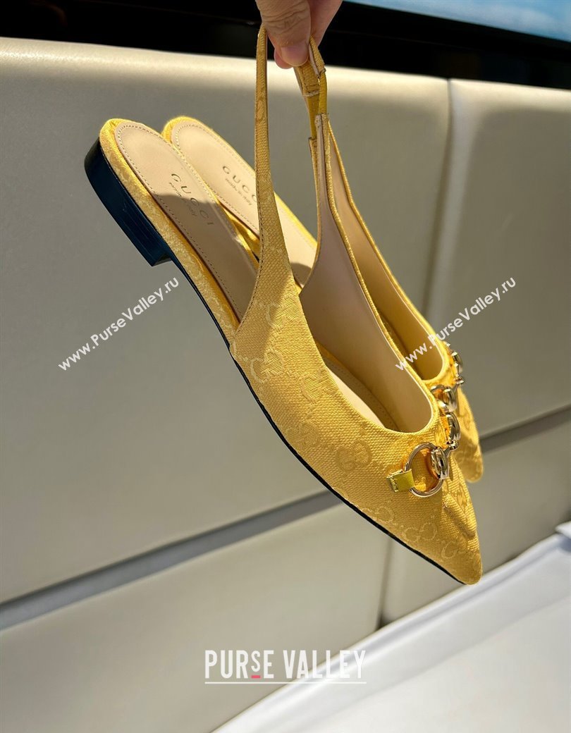 Gucci GG Canvas Slingback Flat with Horsebit Yellow 2024 782627 (MD-241119017)