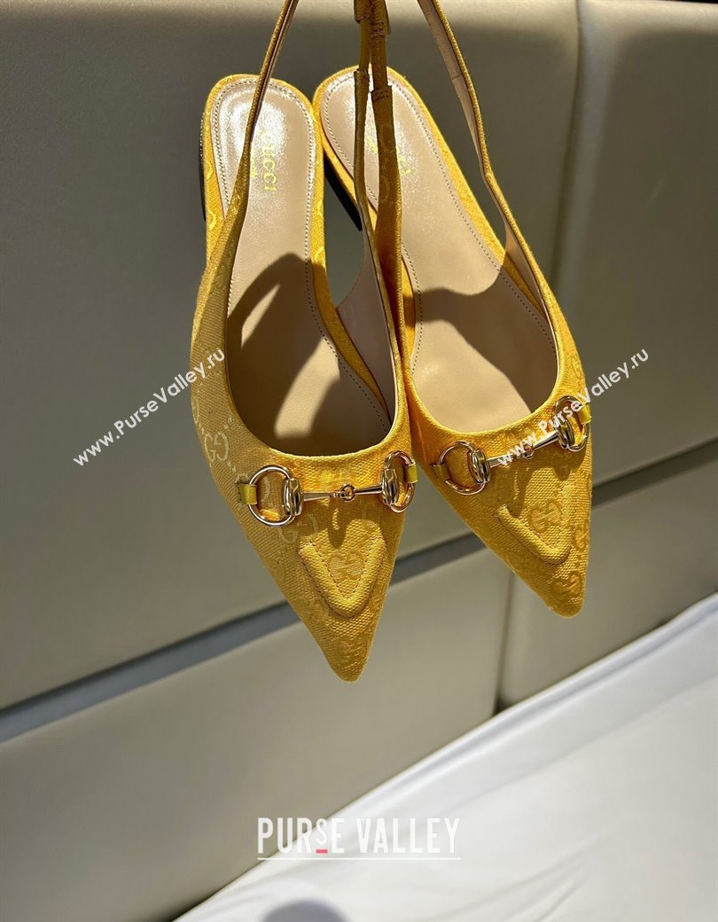 Gucci GG Canvas Slingback Flat with Horsebit Yellow 2024 782627 (MD-241119017)