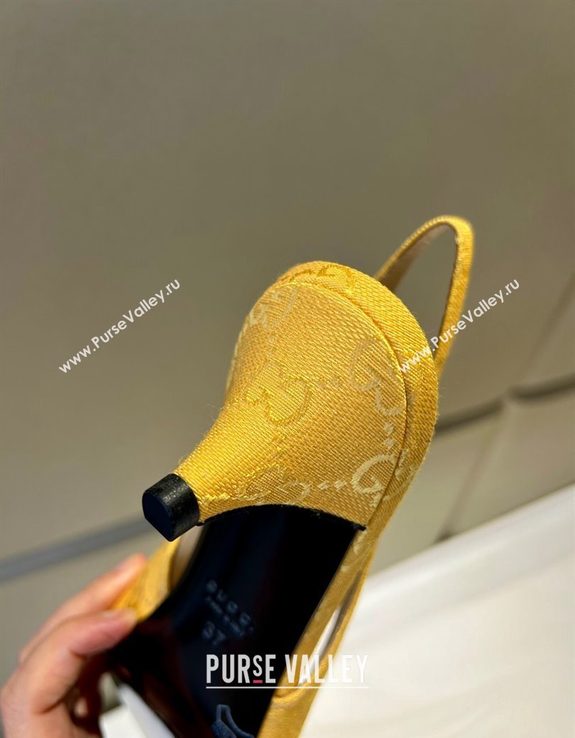 Gucci GG Canvas Slingback Pumps 4.5cm with Horsebit Yellow 2024 782627 (MD-241119021)