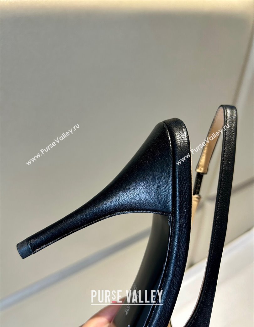 Gucci Calf Leather Slingback Pumps 10.5cm with Horsebit Black 2024 782627 (MD-241119025)