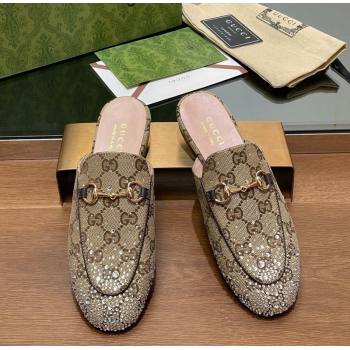 Gucci Princetown GG Canvas Flat Slippers with Strass Beige 2024 GG111901 (MD-241119001)