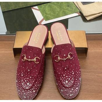 Gucci Princetown GG Canvas Flat Slippers with Strass Red 2024 GG111901 (MD-241119002)