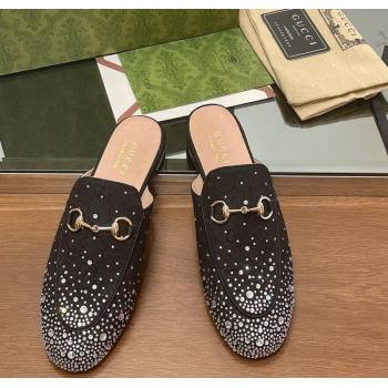 Gucci Princetown GG Canvas Flat Slippers with Strass Black 2024 GG111901 (MD-241119004)