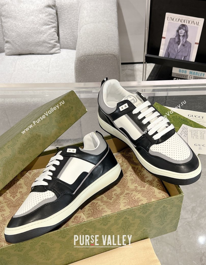 Gucci Leather Sneakers with GUCCI Black/White/Grey 2024 GG111807 (KL-241118079)