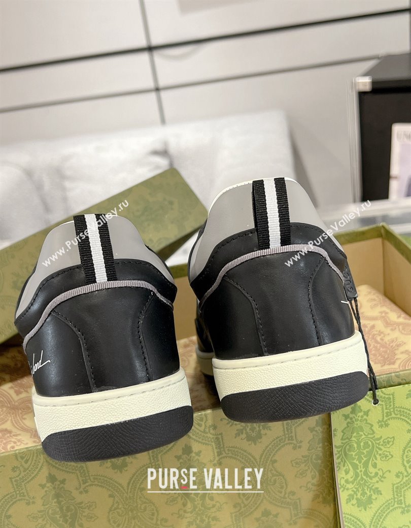 Gucci Leather Sneakers with GUCCI Black/White/Grey 2024 GG111807 (KL-241118079)