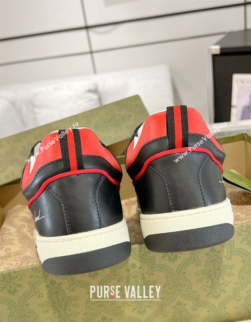 Gucci Leather Sneakers with GUCCI Black/White/Red 2024 GG111807 (KL-241118080)