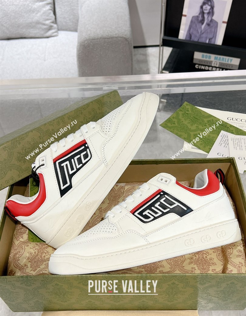 Gucci Leather Sneakers with GUCCI White/Red2 2024 GG111807 (KL-241118081)