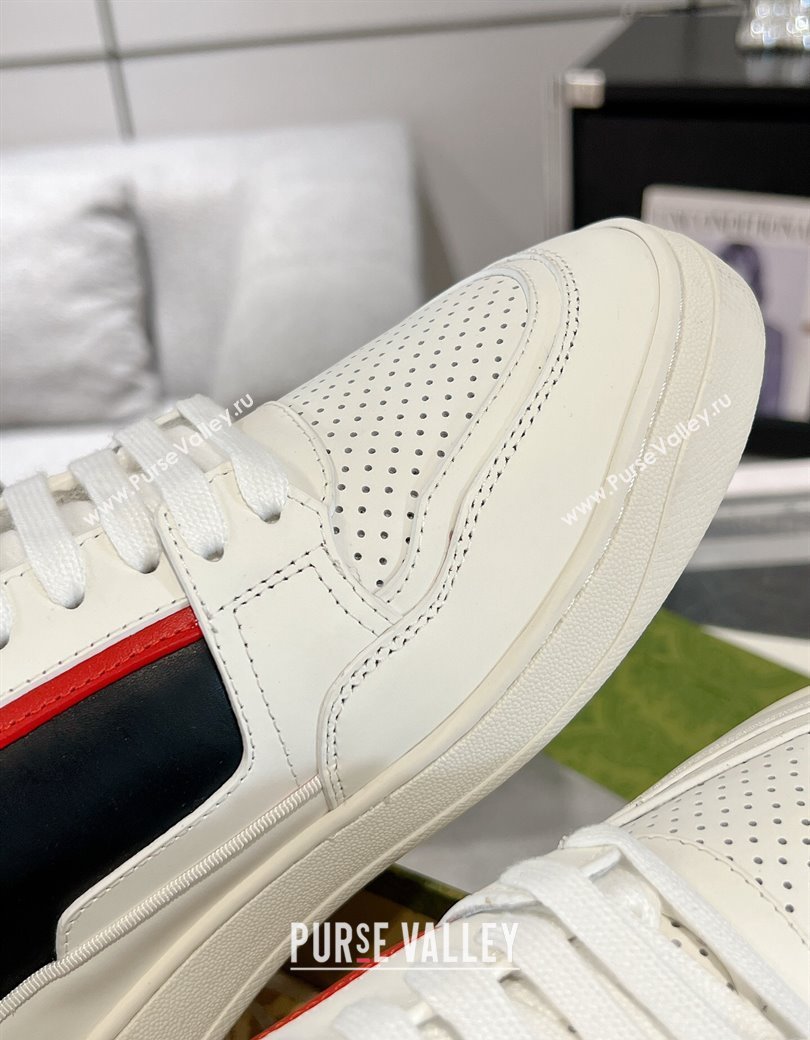 Gucci Leather Sneakers with GUCCI White/Red2 2024 GG111807 (KL-241118081)