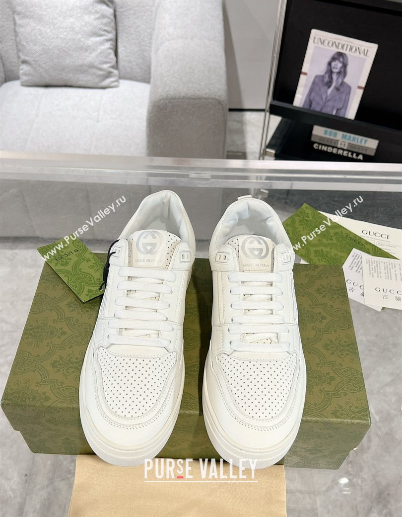 Gucci Leather Sneakers with GUCCI All White 2024 GG111807 (KL-241118082)