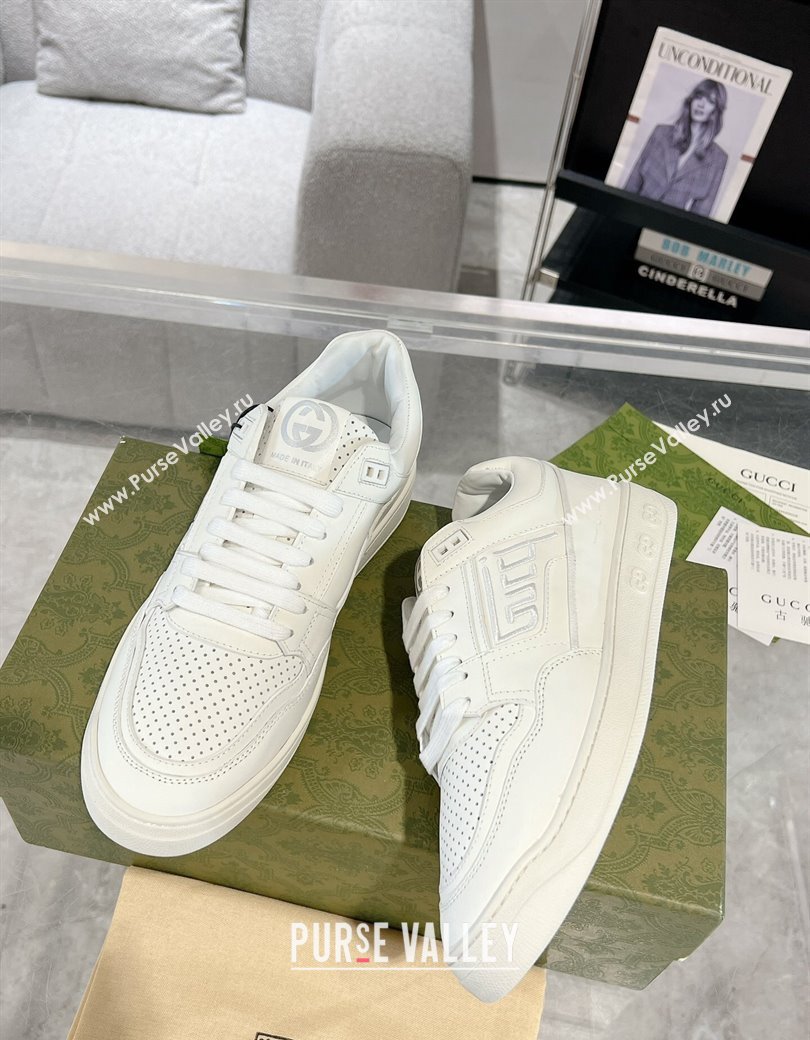 Gucci Leather Sneakers with GUCCI All White 2024 GG111807 (KL-241118082)