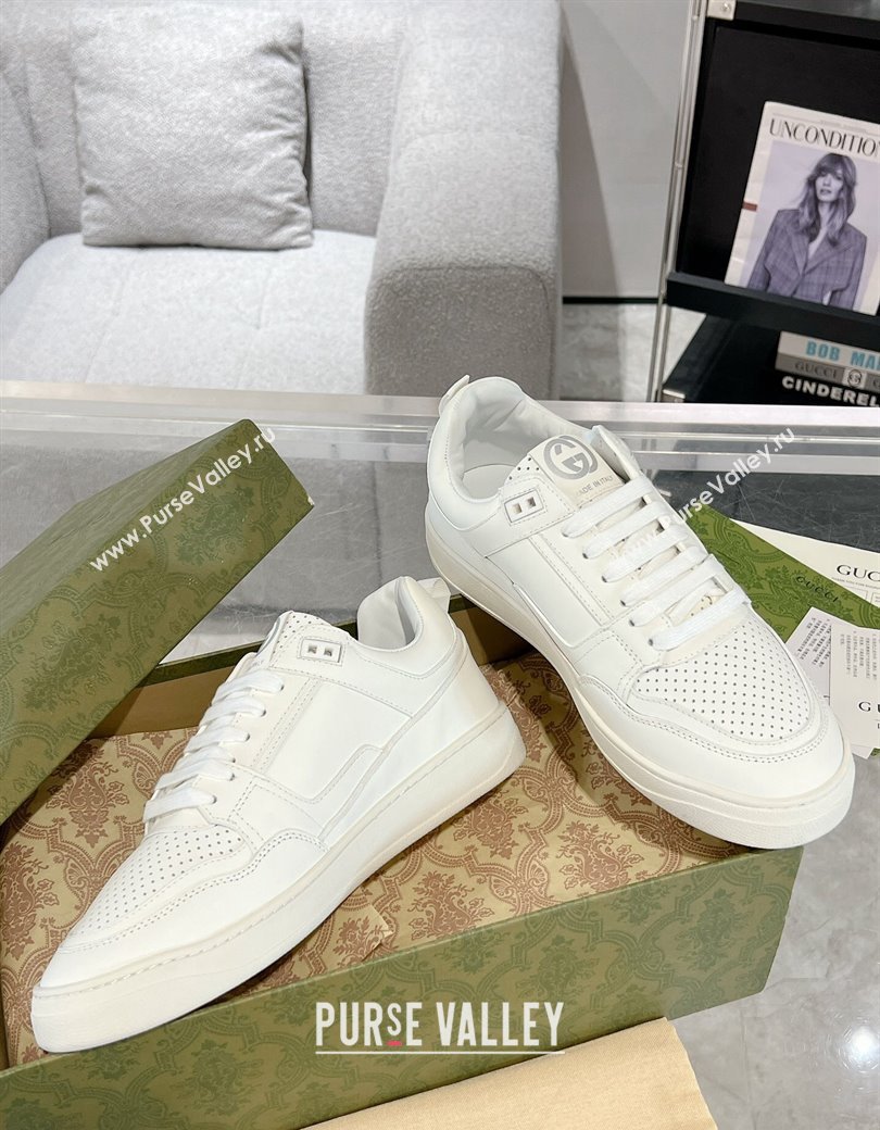 Gucci Leather Sneakers with GUCCI All White 2024 GG111807 (KL-241118082)