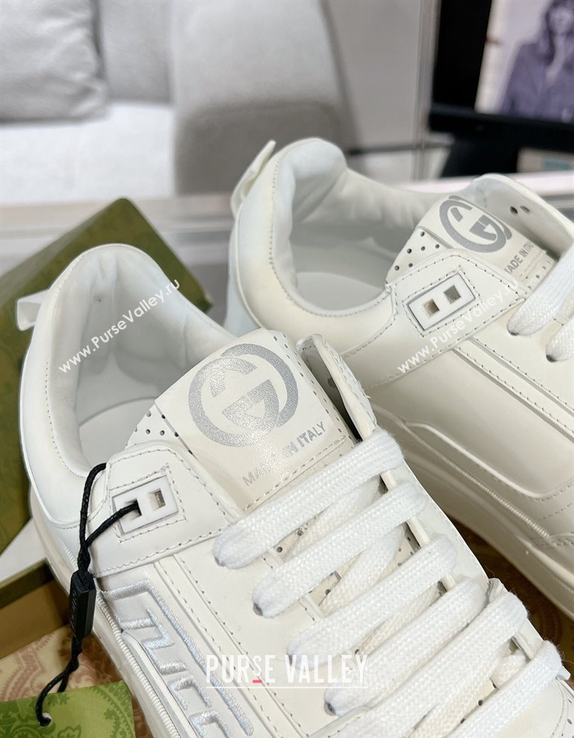 Gucci Leather Sneakers with GUCCI All White 2024 GG111807 (KL-241118082)