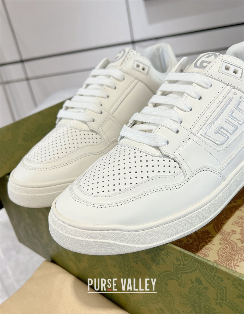 Gucci Leather Sneakers with GUCCI All White 2024 GG111807 (KL-241118082)