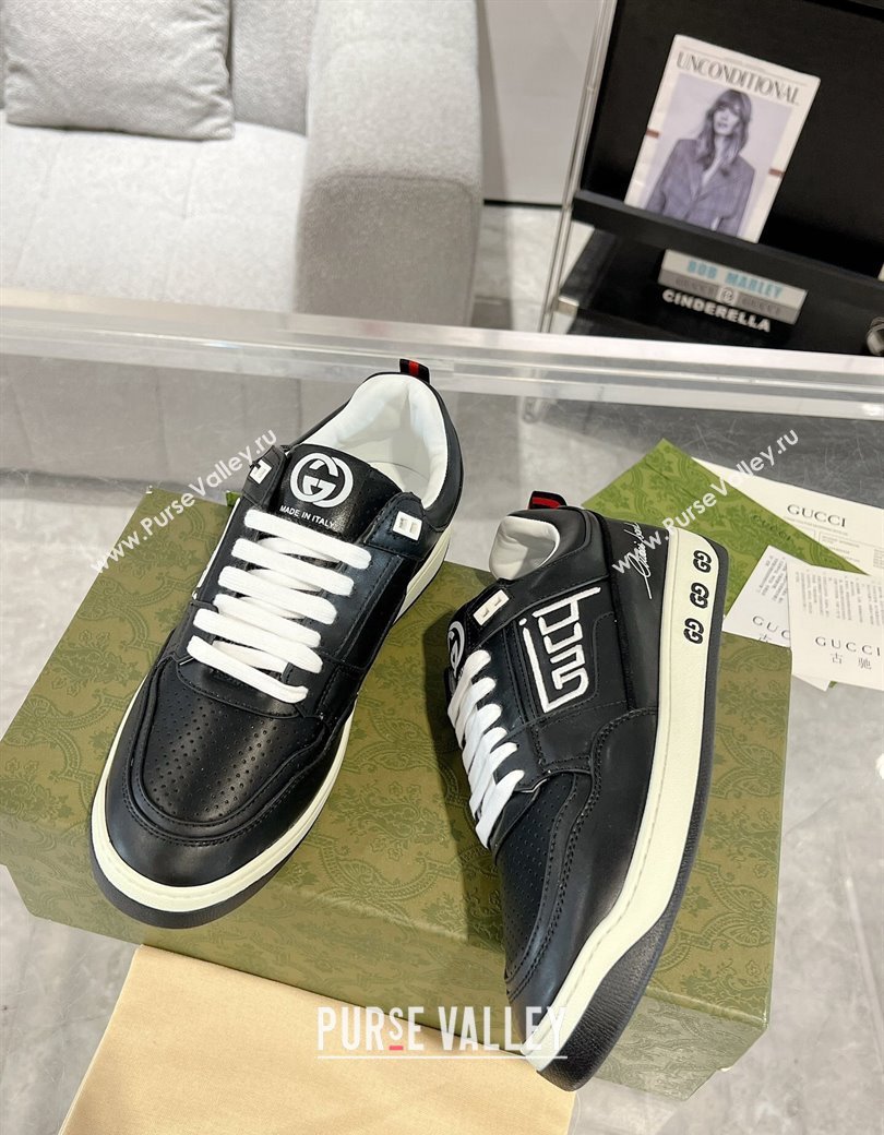 Gucci Leather Sneakers with GUCCI Black/White2 2024 GG111807 (KL-241118083)