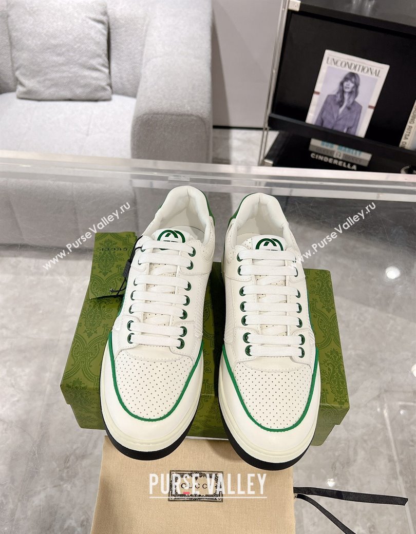 Gucci White Leather Sneakers with Interlocking G Green 2024 GG111807 (KL-241118084)