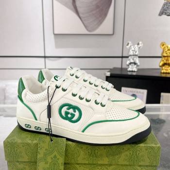 Gucci White Leather Sneakers with Interlocking G Green 2024 GG111807 (KL-241118084)