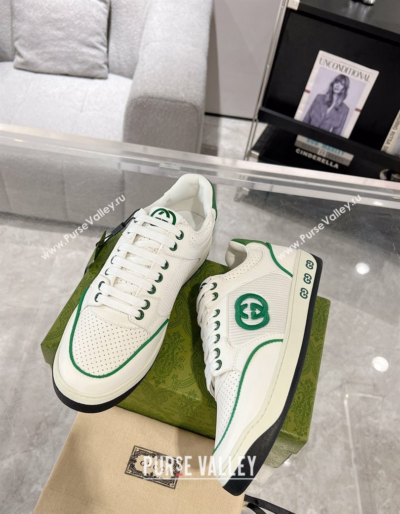 Gucci White Leather Sneakers with Interlocking G Green 2024 GG111807 (KL-241118084)