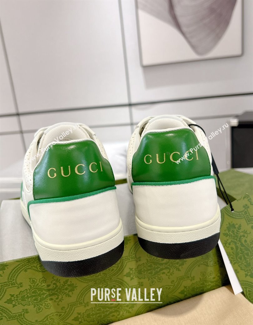 Gucci White Leather Sneakers with Interlocking G Green 2024 GG111807 (KL-241118084)