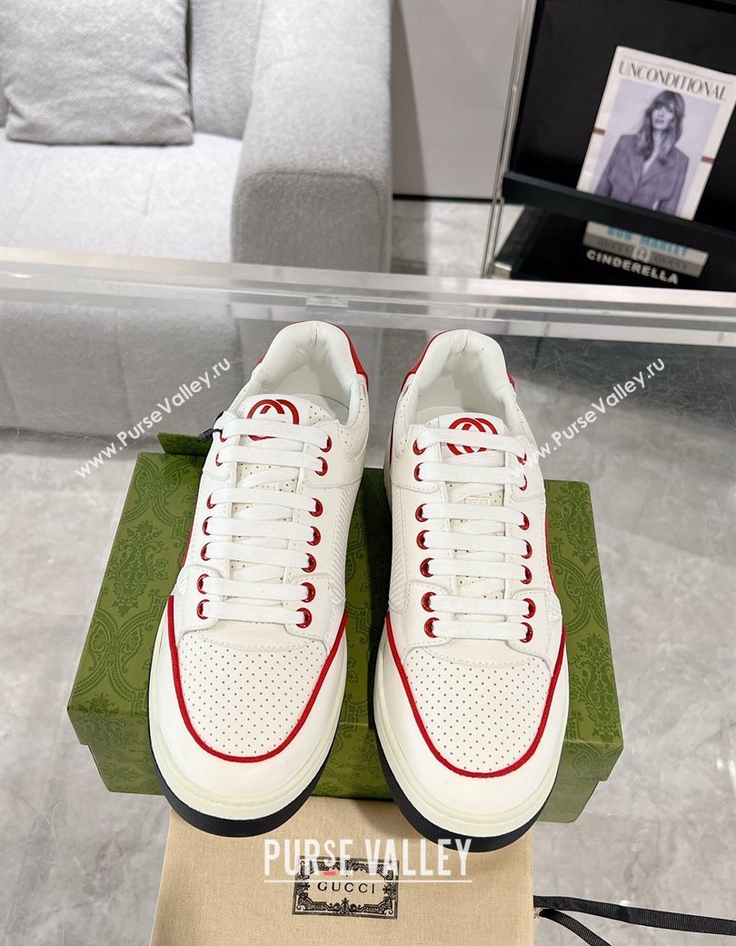 Gucci White Leather Sneakers with Interlocking G Red 2024 GG111807 (KL-241118085)