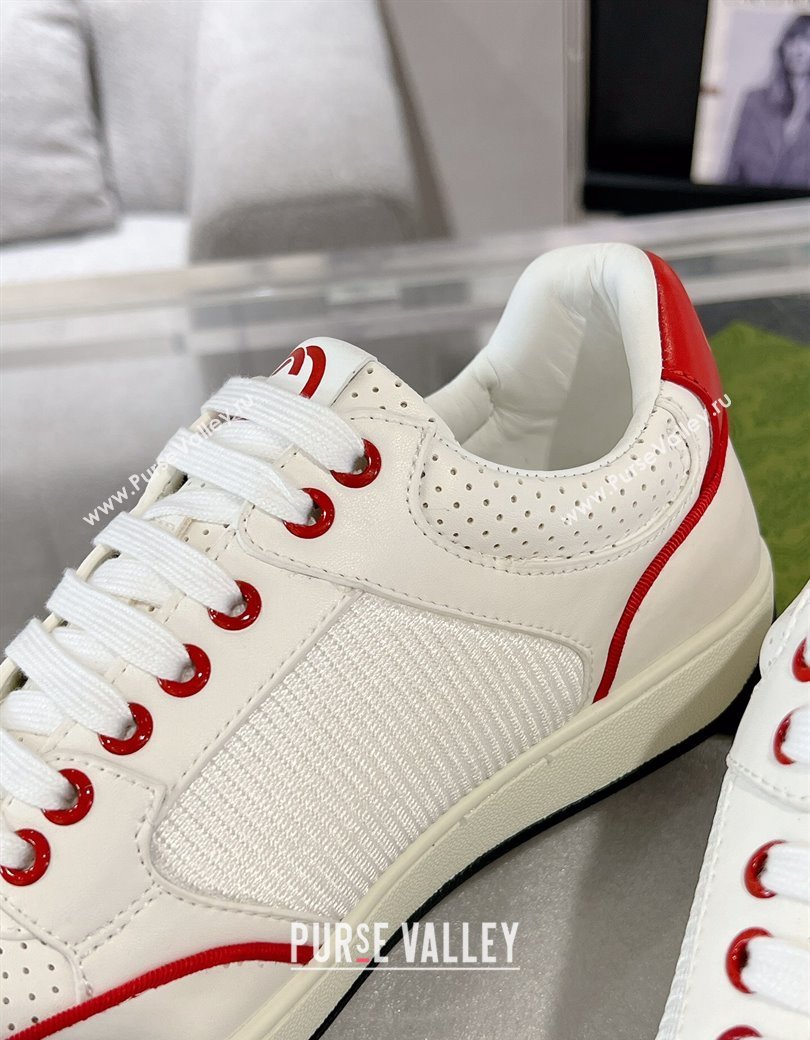 Gucci White Leather Sneakers with Interlocking G Red 2024 GG111807 (KL-241118085)