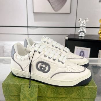 Gucci White Leather Sneakers with Interlocking G Grey 2024 GG111807 (KL-241118086)