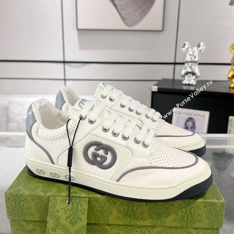 Gucci White Leather Sneakers with Interlocking G Grey 2024 GG111807 (KL-241118086)