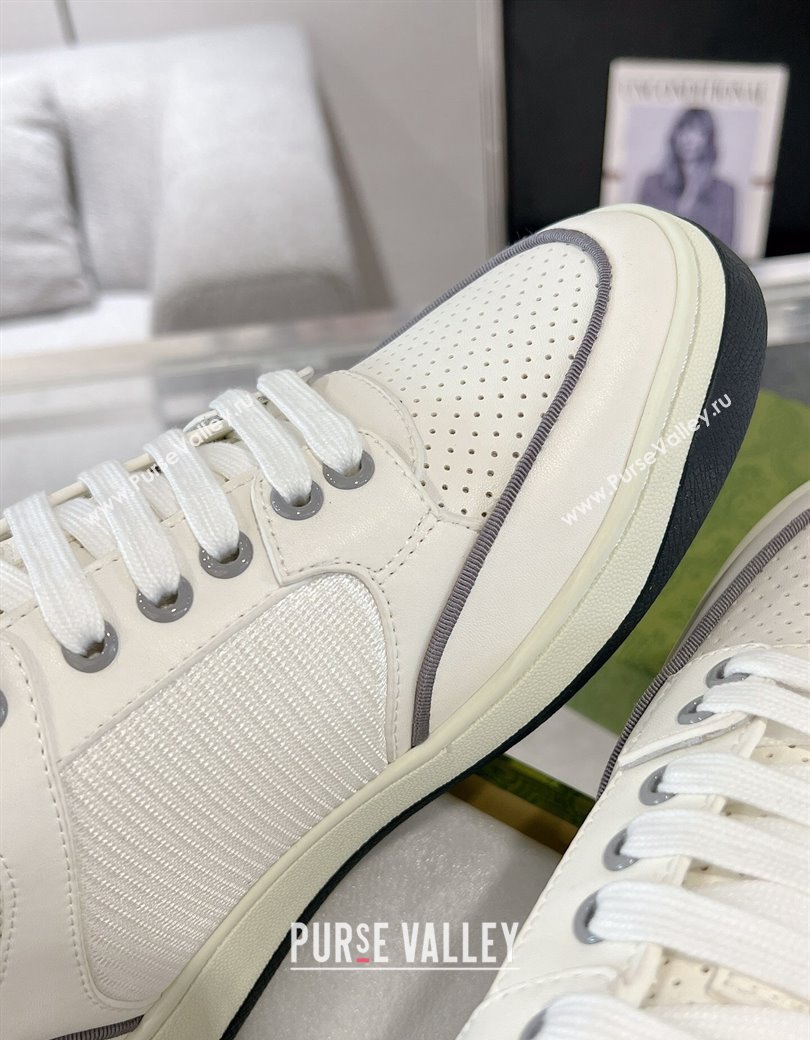 Gucci White Leather Sneakers with Interlocking G Grey 2024 GG111807 (KL-241118086)