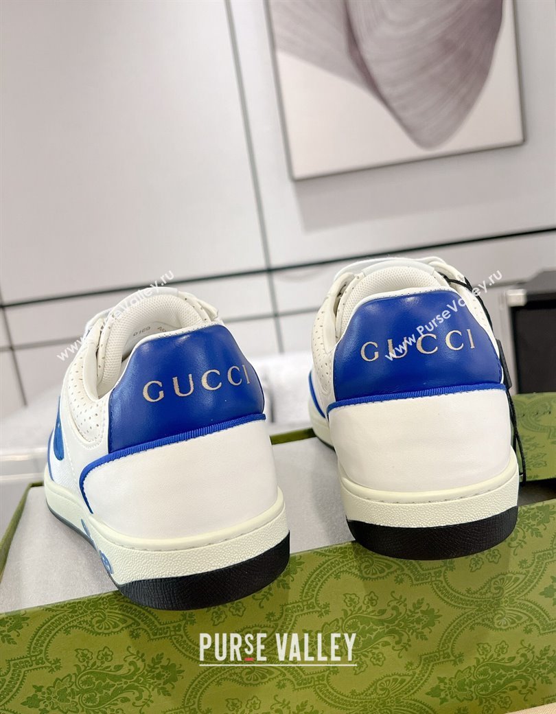 Gucci White Leather Sneakers with Interlocking G Blue 2024 GG111807 (KL-241118087)