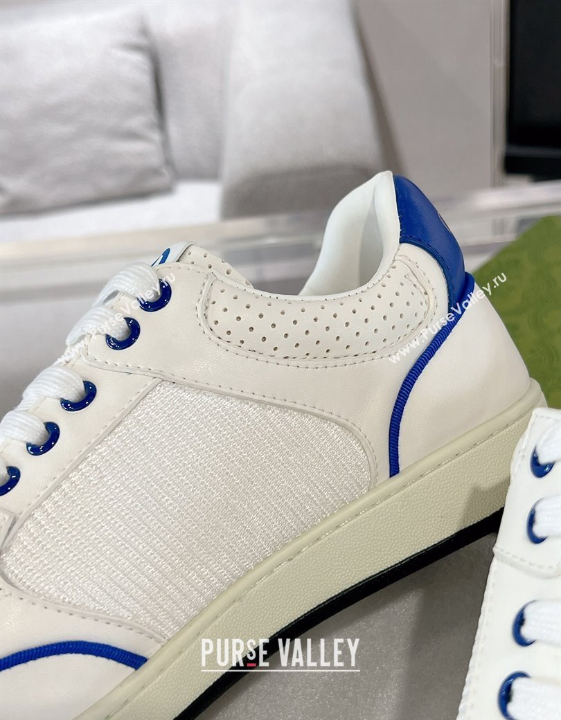 Gucci White Leather Sneakers with Interlocking G Blue 2024 GG111807 (KL-241118087)