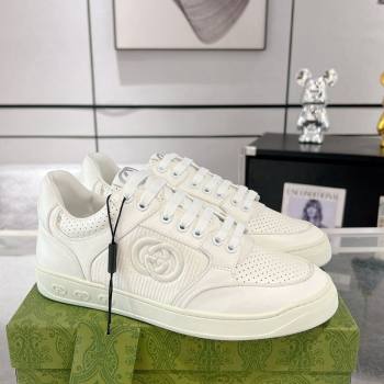 Gucci Leather Sneakers with Interlocking G All White 2024 GG111807 (KL-241118088)