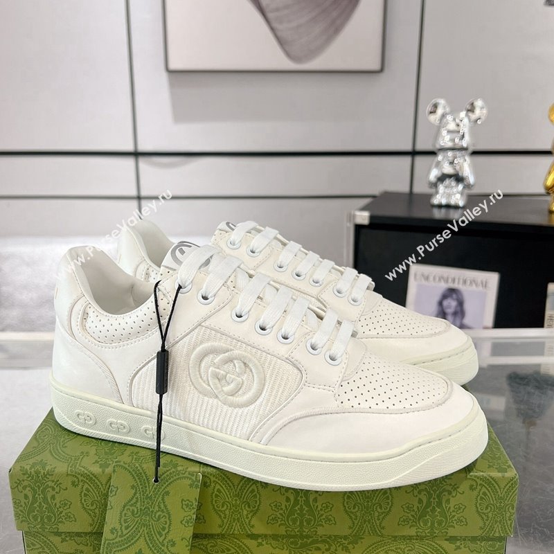 Gucci Leather Sneakers with Interlocking G All White 2024 GG111807 (KL-241118088)