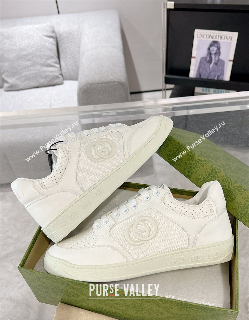 Gucci Leather Sneakers with Interlocking G All White 2024 GG111807 (KL-241118088)