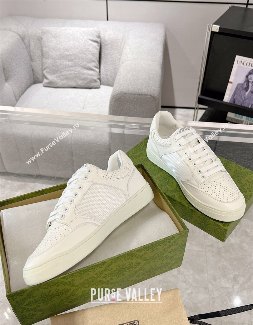 Gucci Leather Sneakers with Interlocking G All White 2024 GG111807 (KL-241118088)