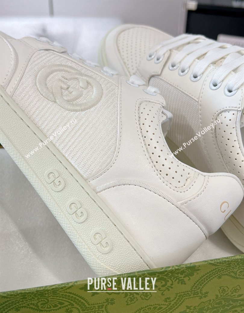 Gucci Leather Sneakers with Interlocking G All White 2024 GG111807 (KL-241118088)