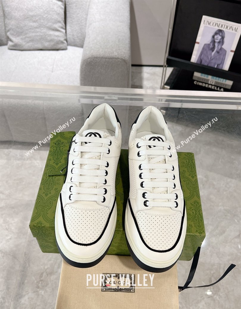 Gucci White Leather Sneakers with Interlocking G Black 2024 GG111807 (KL-241118089)