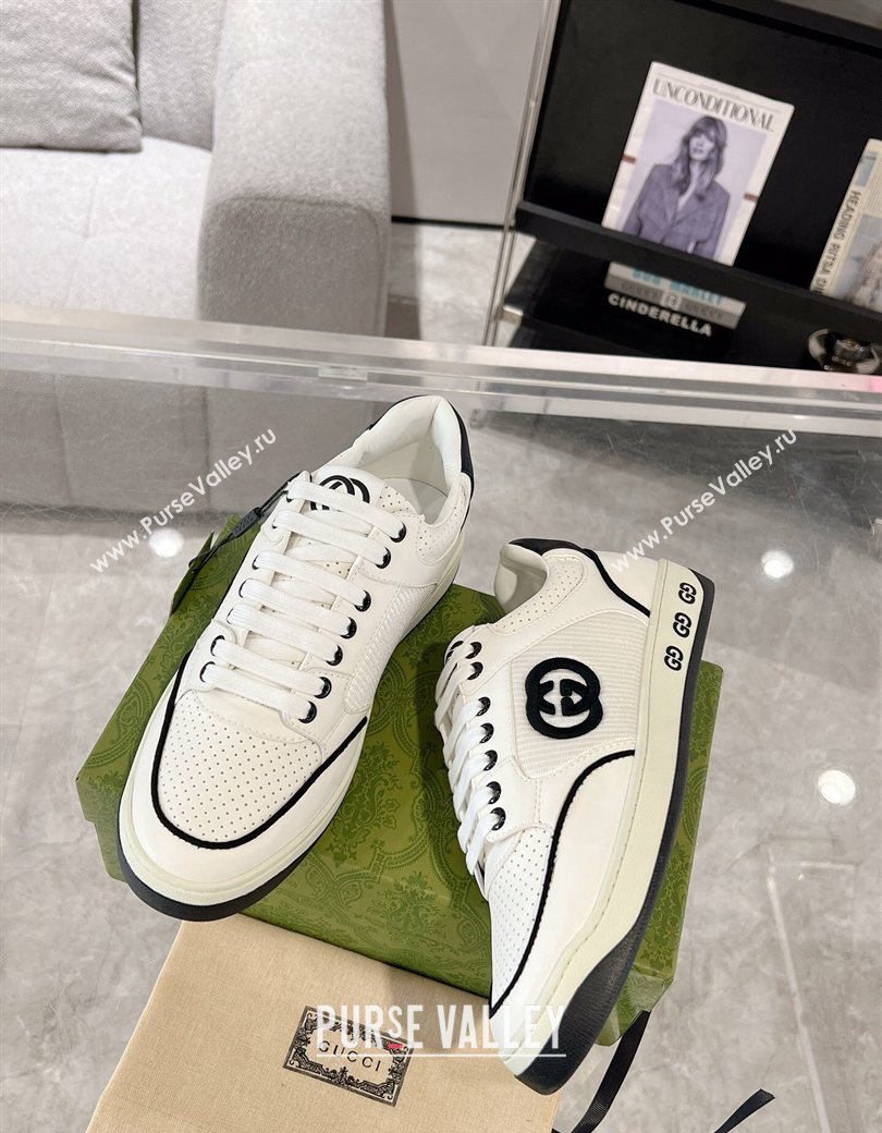 Gucci White Leather Sneakers with Interlocking G Black 2024 GG111807 (KL-241118089)