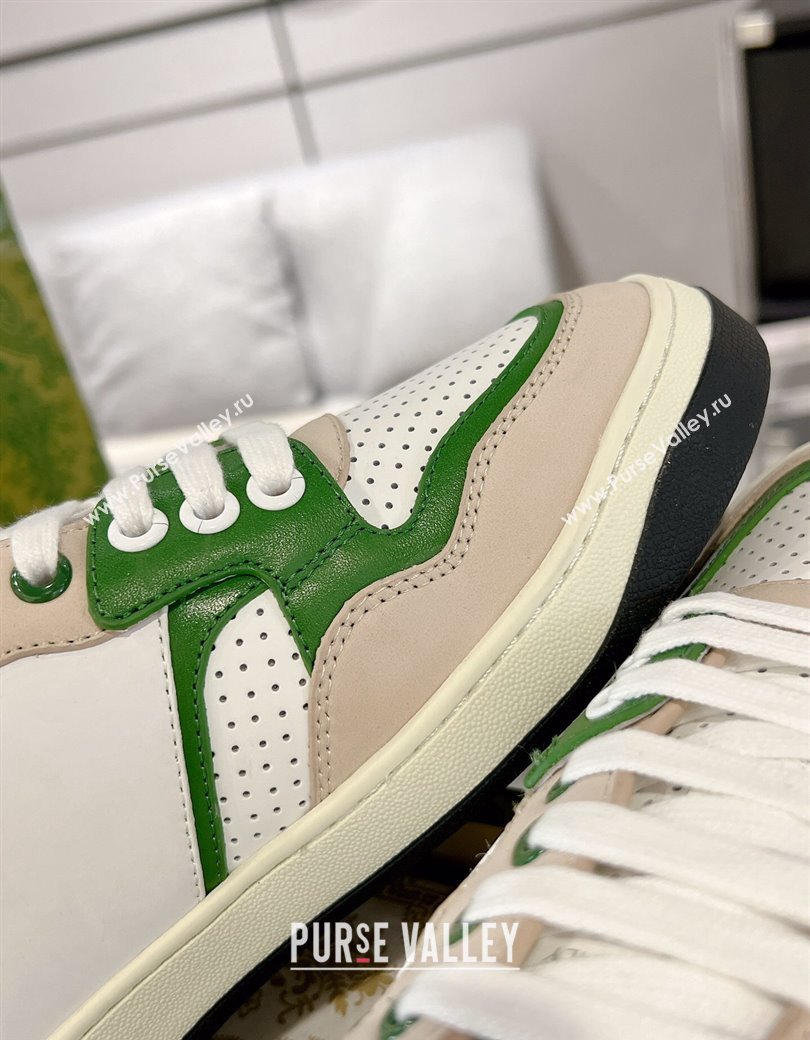 Gucci Leather Sneakers with Interlocking G White/Beige/Green 2024 GG111807 (KL-241118091)