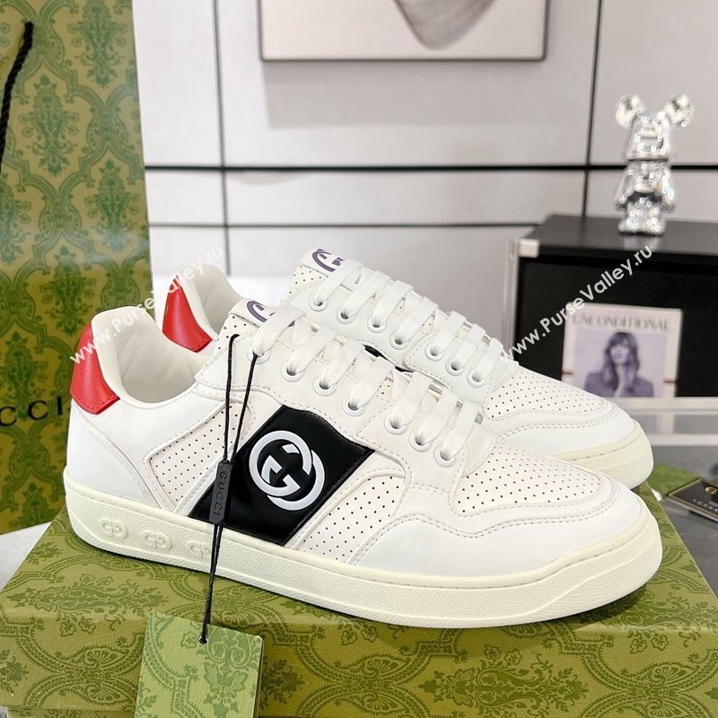 Gucci Leather Sneakers with Interlocking G White/Black2 2024 GG111807 (KL-241118092)