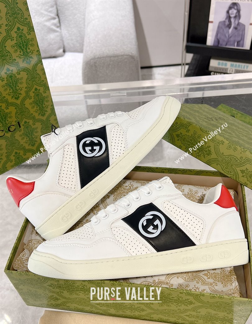 Gucci Leather Sneakers with Interlocking G White/Black2 2024 GG111807 (KL-241118092)