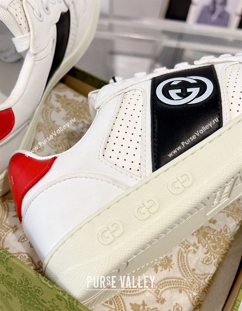 Gucci Leather Sneakers with Interlocking G White/Black2 2024 GG111807 (KL-241118092)