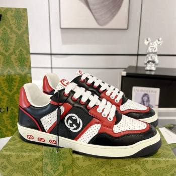 Gucci Leather Sneakers with Interlocking G White/Black/Red 2024 GG111807 (KL-241118095)