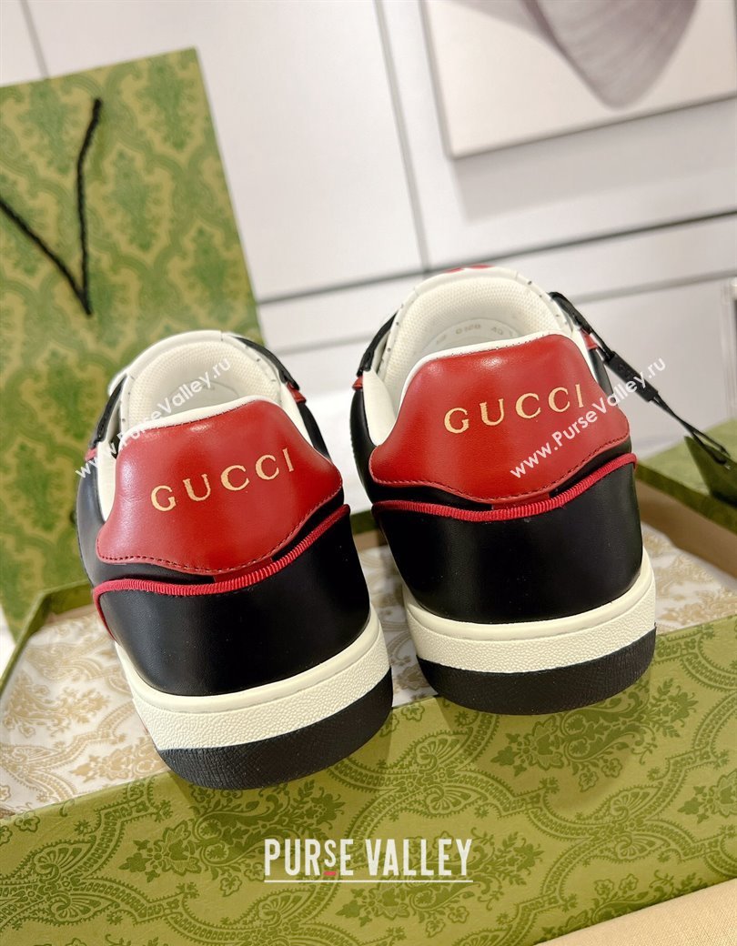 Gucci Leather Sneakers with Interlocking G White/Black/Red 2024 GG111807 (KL-241118095)