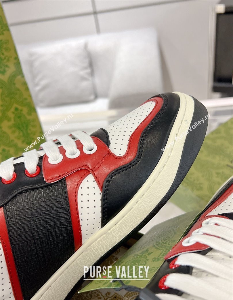 Gucci Leather Sneakers with Interlocking G White/Black/Red 2024 GG111807 (KL-241118095)