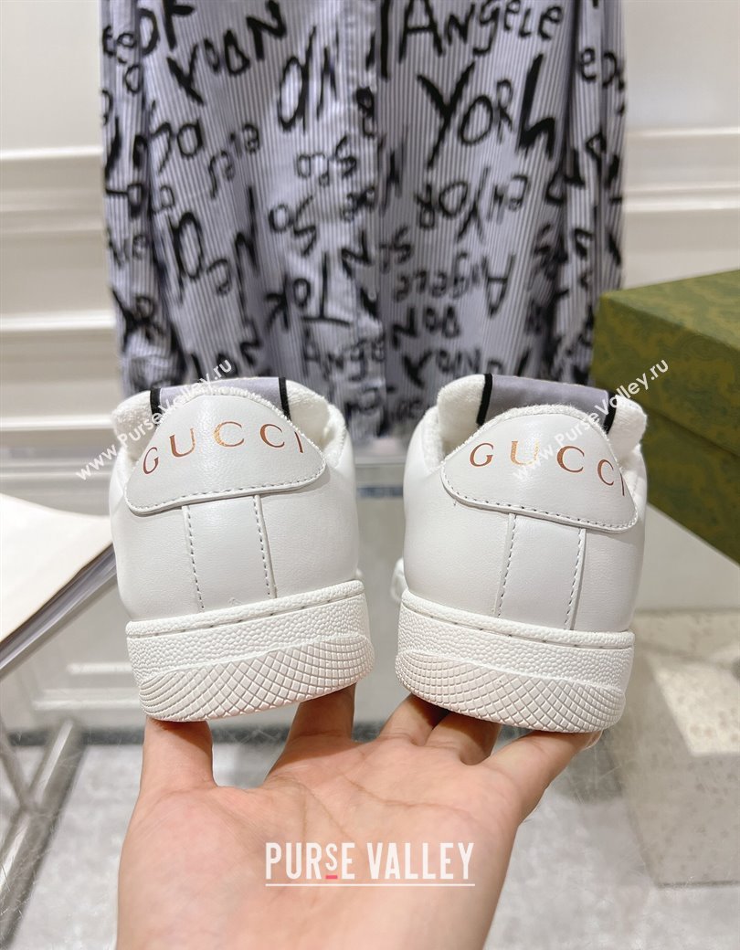 Gucci Screener Trainer Sneakers in GG Canvas and Leather with Web and Strass White 2024 (SS-241119118)