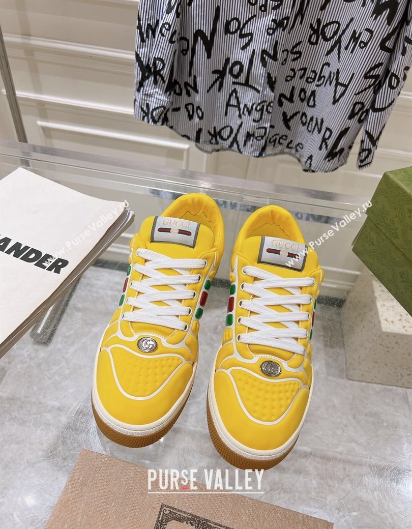 Gucci Screener Trainer Sneakers in Yellow Neoprene with Web 2024 (SS-241119119)