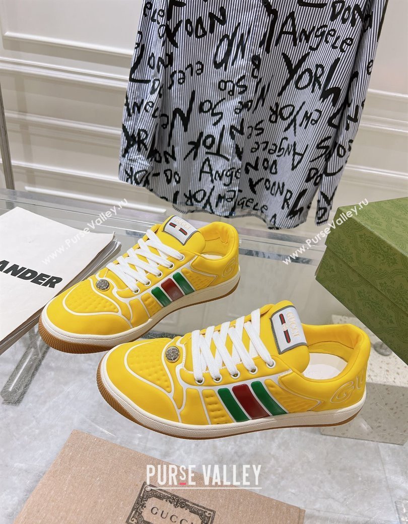 Gucci Screener Trainer Sneakers in Yellow Neoprene with Web 2024 (SS-241119119)