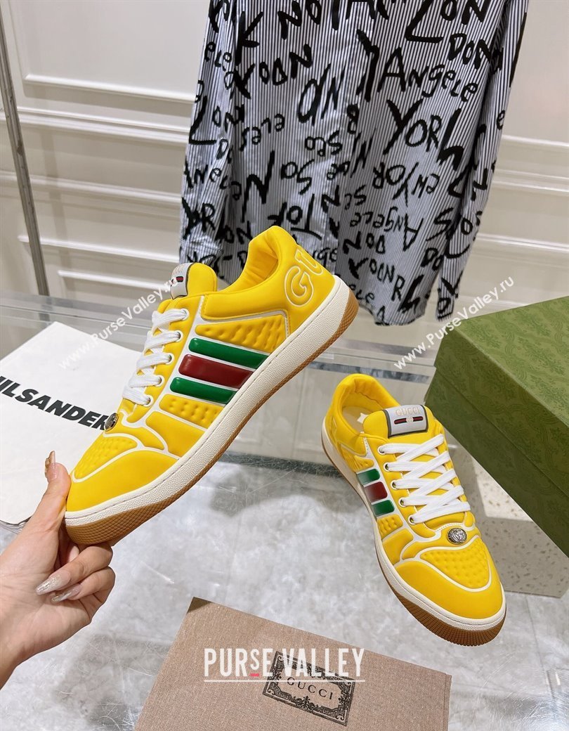 Gucci Screener Trainer Sneakers in Yellow Neoprene with Web 2024 (SS-241119119)