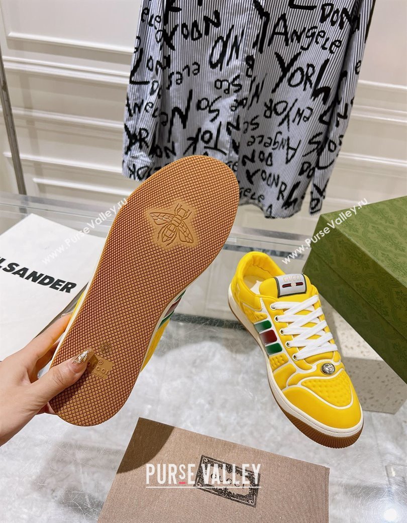 Gucci Screener Trainer Sneakers in Yellow Neoprene with Web 2024 (SS-241119119)